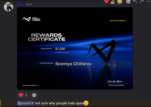 Funded account payout proof shared by an Academy member