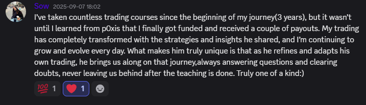 Testimonial from Sow about trading the strategy taught in the Academy