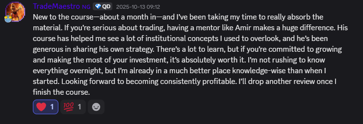 Testimonial from TradeMaestro about volume analysis and order flow